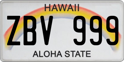 HI license plate ZBV999
