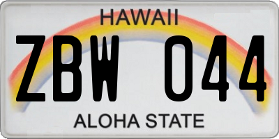 HI license plate ZBW044