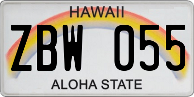 HI license plate ZBW055