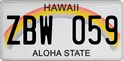 HI license plate ZBW059