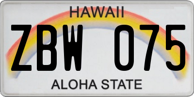 HI license plate ZBW075