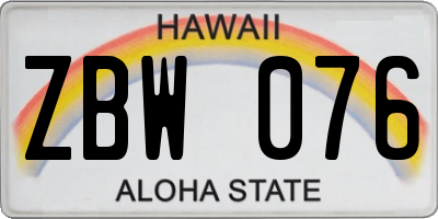 HI license plate ZBW076