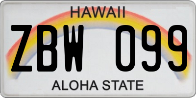 HI license plate ZBW099