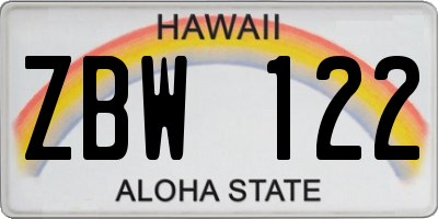 HI license plate ZBW122