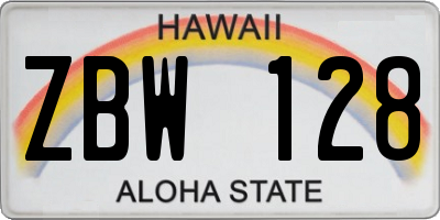 HI license plate ZBW128