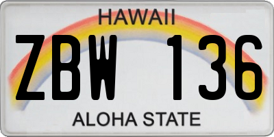 HI license plate ZBW136