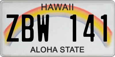 HI license plate ZBW141