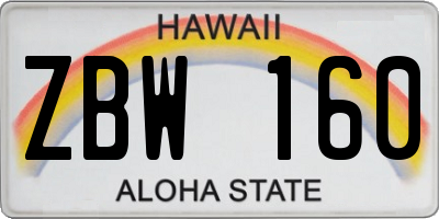 HI license plate ZBW160