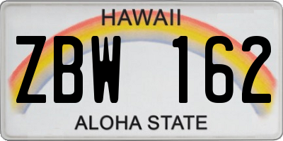 HI license plate ZBW162