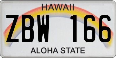 HI license plate ZBW166