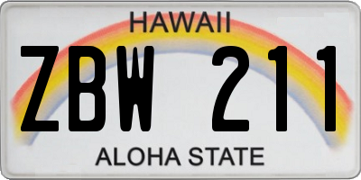HI license plate ZBW211