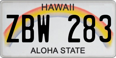 HI license plate ZBW283