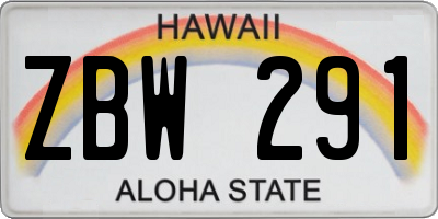 HI license plate ZBW291