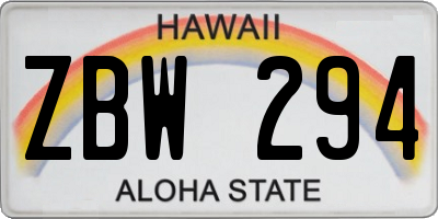 HI license plate ZBW294