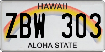 HI license plate ZBW303