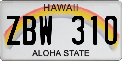 HI license plate ZBW310