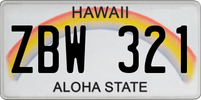 HI license plate ZBW321