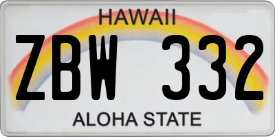 HI license plate ZBW332