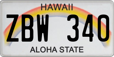 HI license plate ZBW340