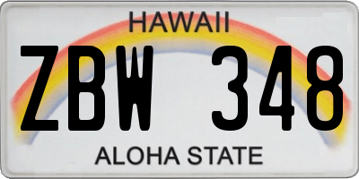 HI license plate ZBW348