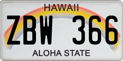 HI license plate ZBW366