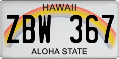 HI license plate ZBW367