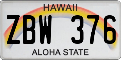 HI license plate ZBW376
