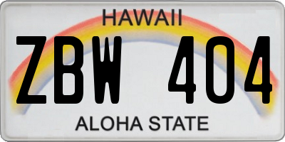 HI license plate ZBW404