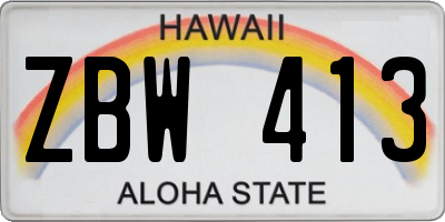 HI license plate ZBW413