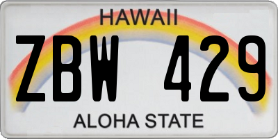 HI license plate ZBW429