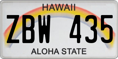 HI license plate ZBW435