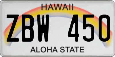 HI license plate ZBW450