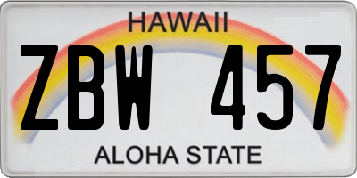 HI license plate ZBW457