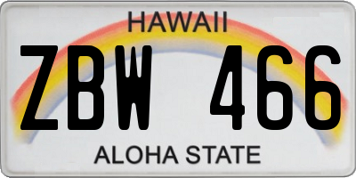 HI license plate ZBW466