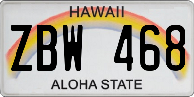 HI license plate ZBW468