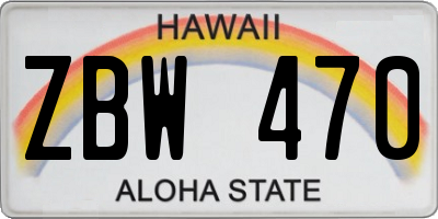 HI license plate ZBW470