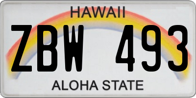 HI license plate ZBW493