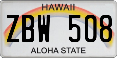 HI license plate ZBW508