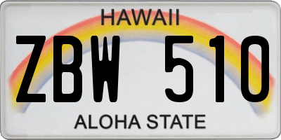 HI license plate ZBW510