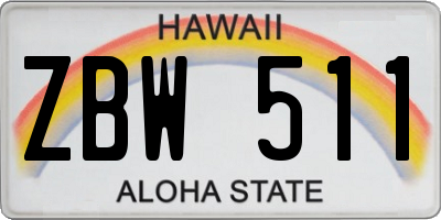 HI license plate ZBW511