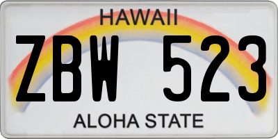 HI license plate ZBW523