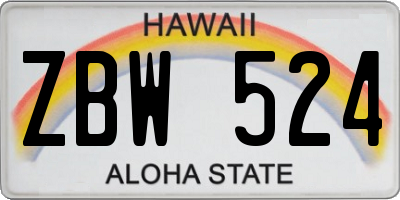 HI license plate ZBW524