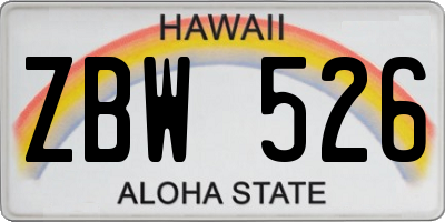 HI license plate ZBW526