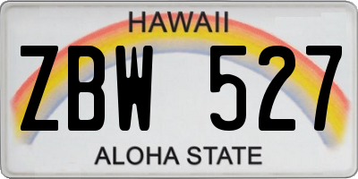 HI license plate ZBW527