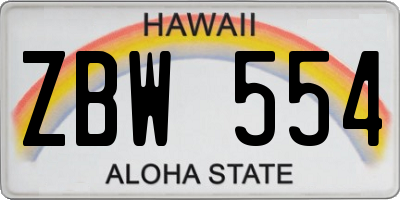 HI license plate ZBW554