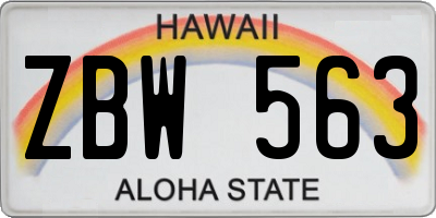 HI license plate ZBW563