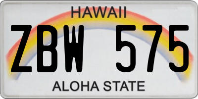 HI license plate ZBW575