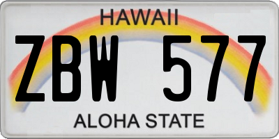 HI license plate ZBW577