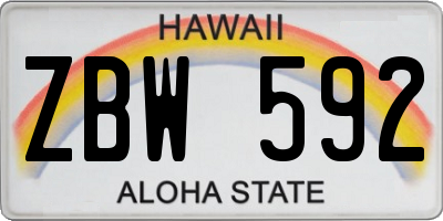 HI license plate ZBW592