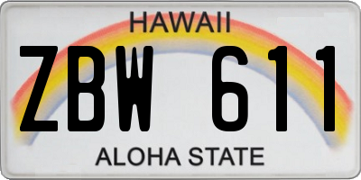 HI license plate ZBW611